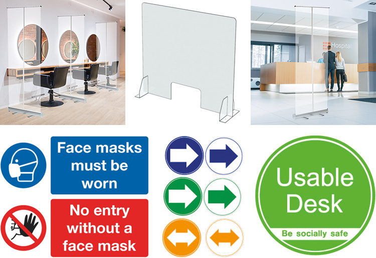 Covid 19 signage and sneeze screens